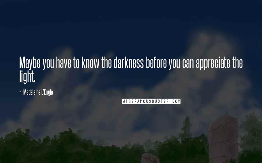 Madeleine L'Engle Quotes: Maybe you have to know the darkness before you can appreciate the light.