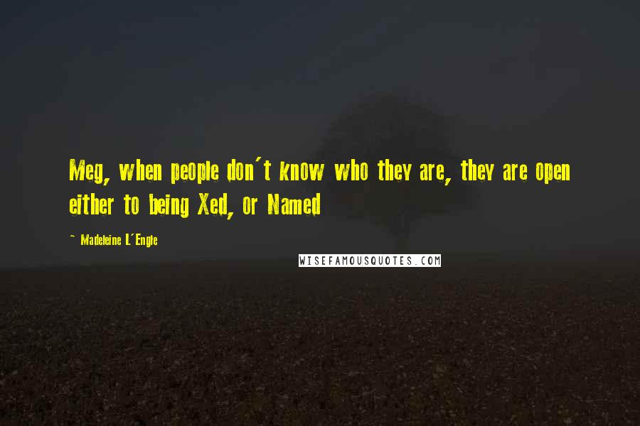 Madeleine L'Engle Quotes: Meg, when people don't know who they are, they are open either to being Xed, or Named