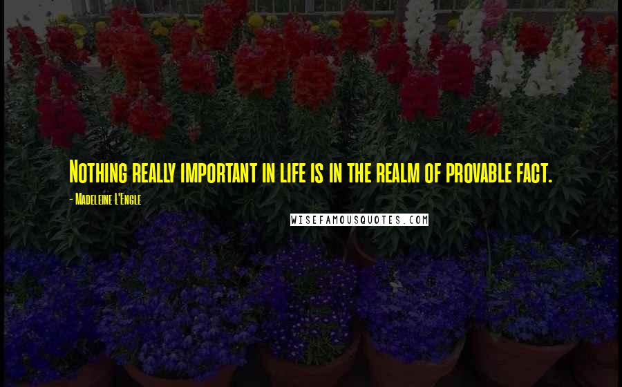 Madeleine L'Engle Quotes: Nothing really important in life is in the realm of provable fact.