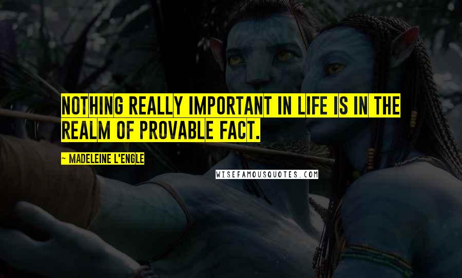 Madeleine L'Engle Quotes: Nothing really important in life is in the realm of provable fact.