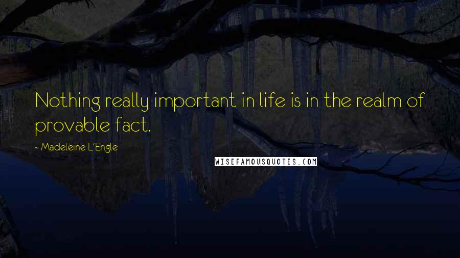 Madeleine L'Engle Quotes: Nothing really important in life is in the realm of provable fact.