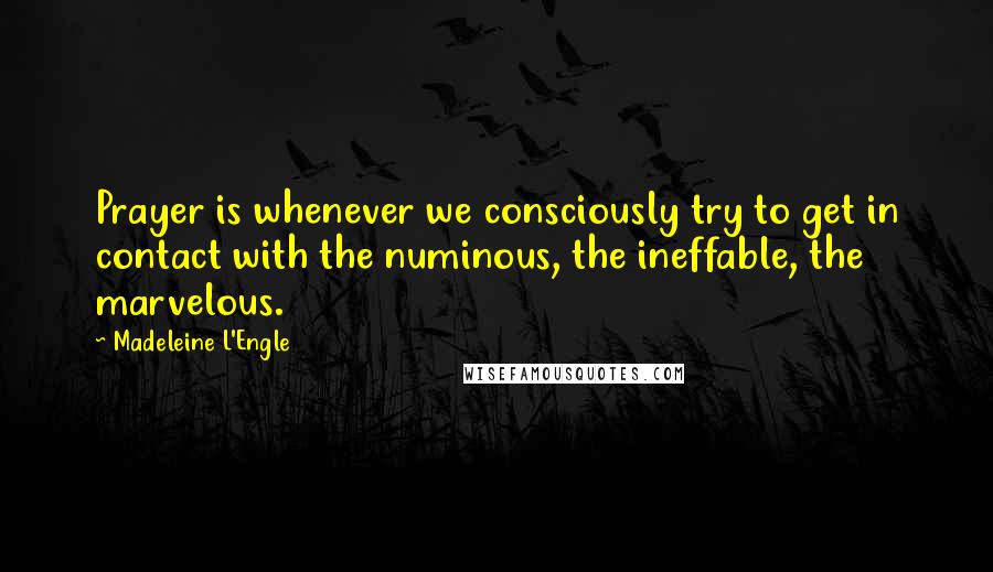 Madeleine L'Engle Quotes: Prayer is whenever we consciously try to get in contact with the numinous, the ineffable, the marvelous.