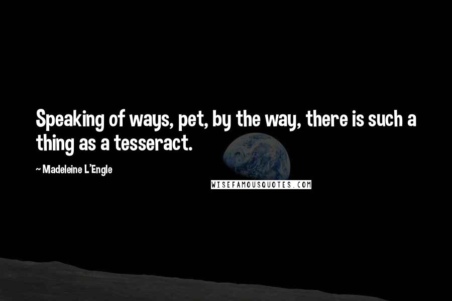 Madeleine L'Engle Quotes: Speaking of ways, pet, by the way, there is such a thing as a tesseract.
