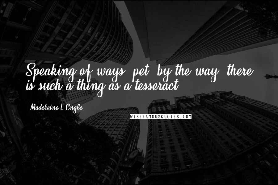 Madeleine L'Engle Quotes: Speaking of ways, pet, by the way, there is such a thing as a tesseract.