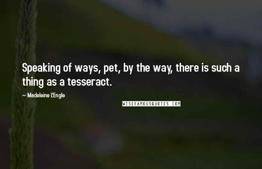 Madeleine L'Engle Quotes: Speaking of ways, pet, by the way, there is such a thing as a tesseract.