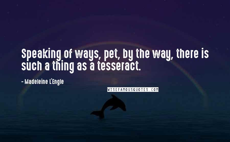 Madeleine L'Engle Quotes: Speaking of ways, pet, by the way, there is such a thing as a tesseract.