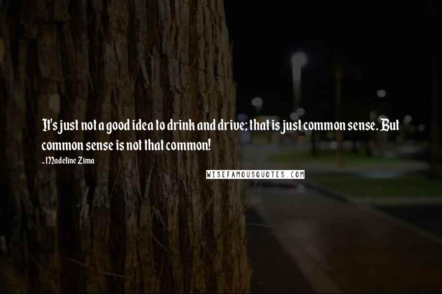 Madeline Zima Quotes: It's just not a good idea to drink and drive; that is just common sense. But common sense is not that common!