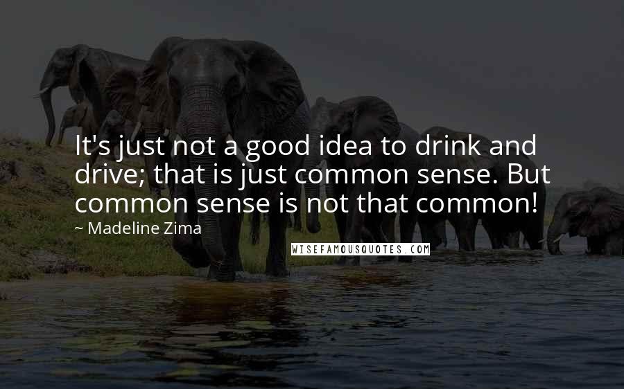 Madeline Zima Quotes: It's just not a good idea to drink and drive; that is just common sense. But common sense is not that common!