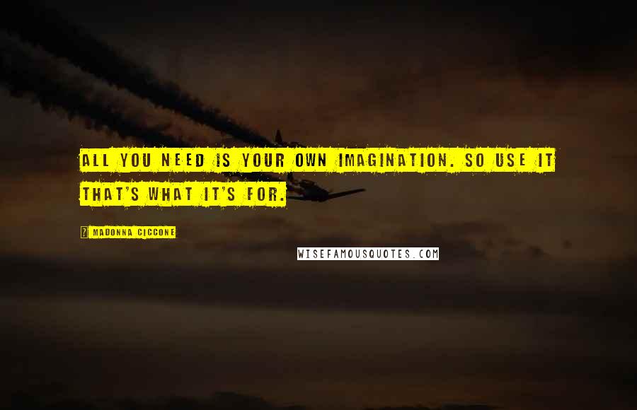 Madonna Ciccone Quotes: All you need is your own imagination. So use it that's what it's for.