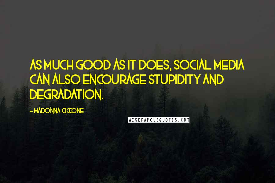 Madonna Ciccone Quotes: As much good as it does, social media can also encourage stupidity and degradation.