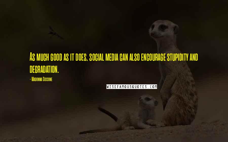 Madonna Ciccone Quotes: As much good as it does, social media can also encourage stupidity and degradation.