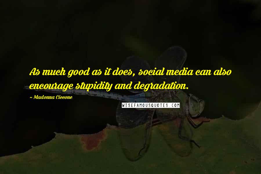 Madonna Ciccone Quotes: As much good as it does, social media can also encourage stupidity and degradation.