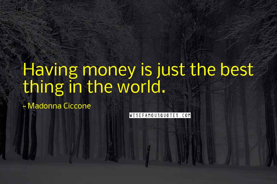 Madonna Ciccone Quotes: Having money is just the best thing in the world.