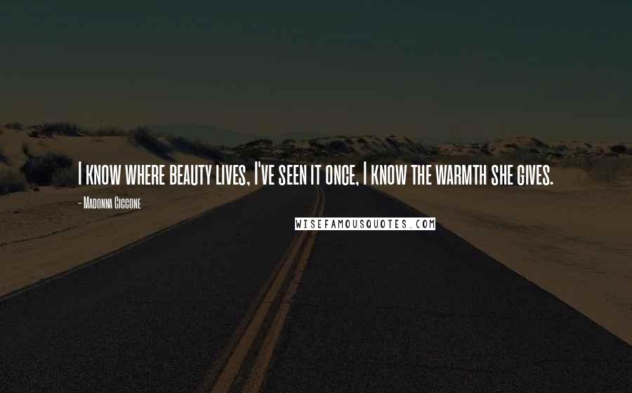 Madonna Ciccone Quotes: I know where beauty lives, I've seen it once, I know the warmth she gives.