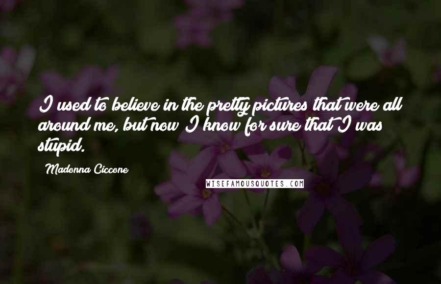 Madonna Ciccone Quotes: I used to believe in the pretty pictures that were all around me, but now I know for sure that I was stupid.
