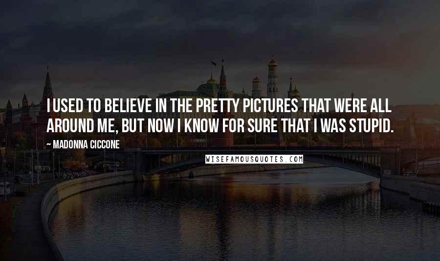 Madonna Ciccone Quotes: I used to believe in the pretty pictures that were all around me, but now I know for sure that I was stupid.