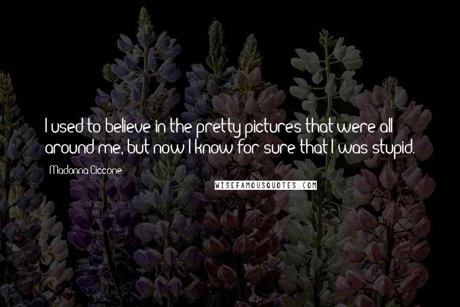 Madonna Ciccone Quotes: I used to believe in the pretty pictures that were all around me, but now I know for sure that I was stupid.