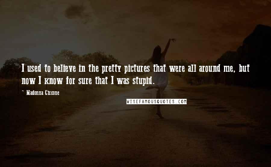 Madonna Ciccone Quotes: I used to believe in the pretty pictures that were all around me, but now I know for sure that I was stupid.