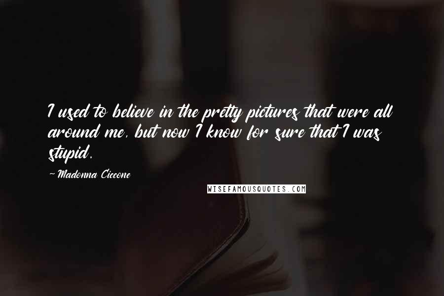 Madonna Ciccone Quotes: I used to believe in the pretty pictures that were all around me, but now I know for sure that I was stupid.