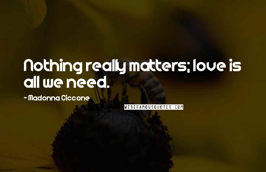 Madonna Ciccone Quotes: Nothing really matters; love is all we need.