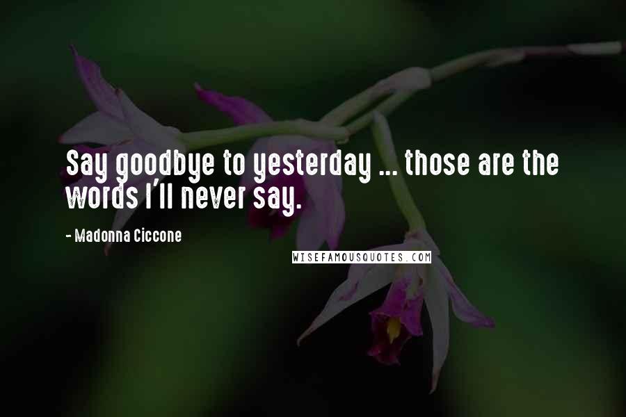 Madonna Ciccone Quotes: Say goodbye to yesterday ... those are the words I'll never say.