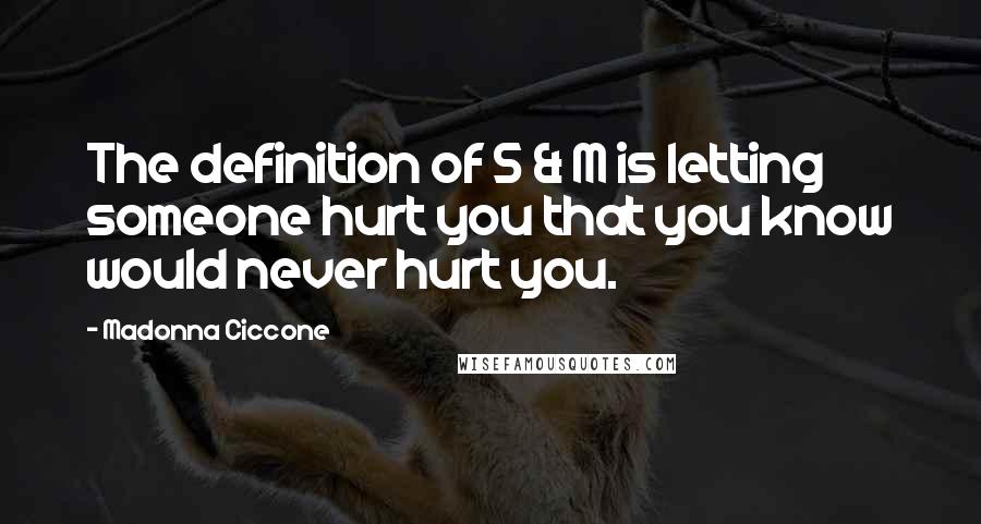 Madonna Ciccone Quotes: The definition of S & M is letting someone hurt you that you know would never hurt you.