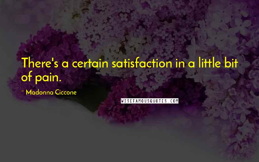 Madonna Ciccone Quotes: There's a certain satisfaction in a little bit of pain.