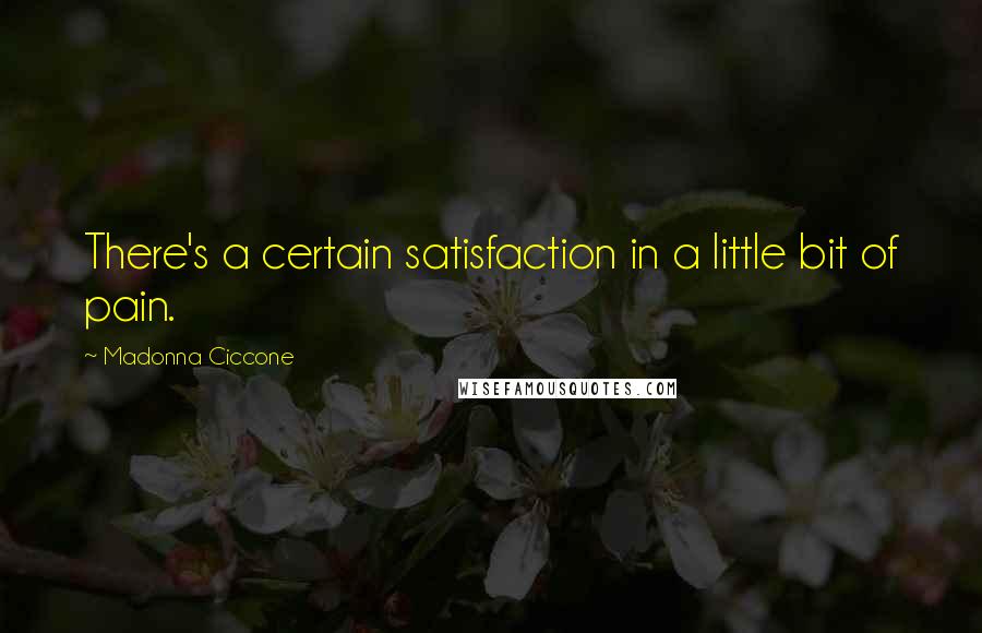 Madonna Ciccone Quotes: There's a certain satisfaction in a little bit of pain.