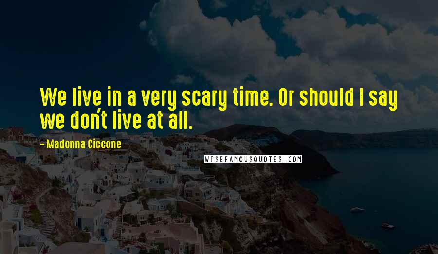 Madonna Ciccone Quotes: We live in a very scary time. Or should I say we don't live at all.