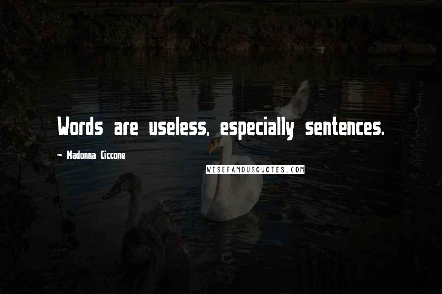 Madonna Ciccone Quotes: Words are useless, especially sentences.