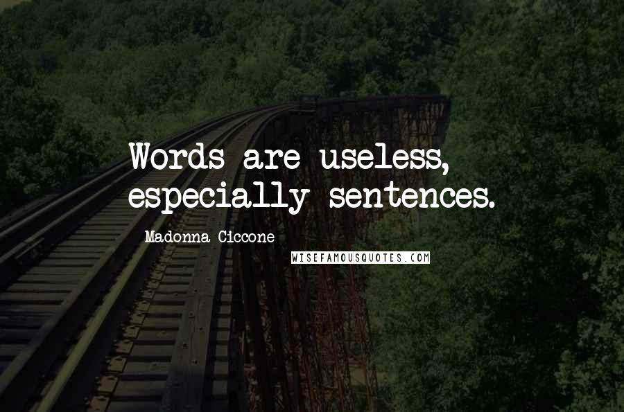 Madonna Ciccone Quotes: Words are useless, especially sentences.