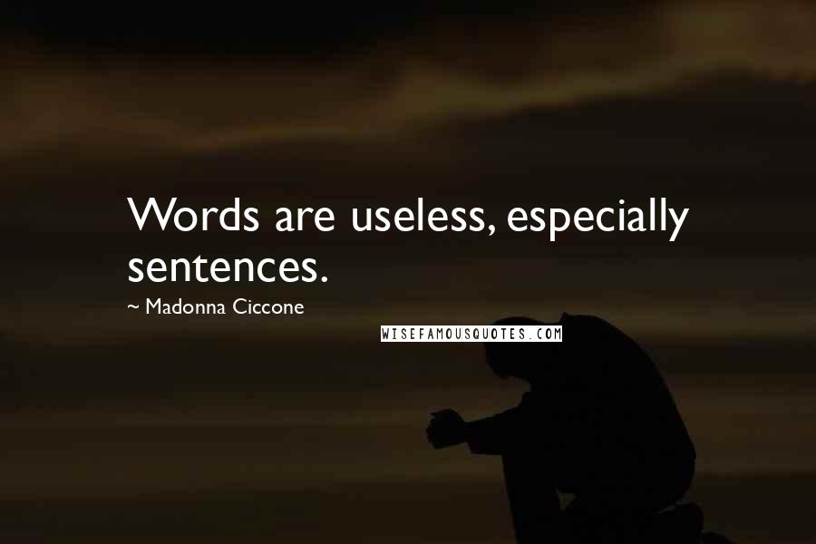 Madonna Ciccone Quotes: Words are useless, especially sentences.