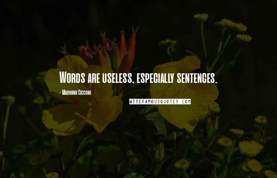 Madonna Ciccone Quotes: Words are useless, especially sentences.