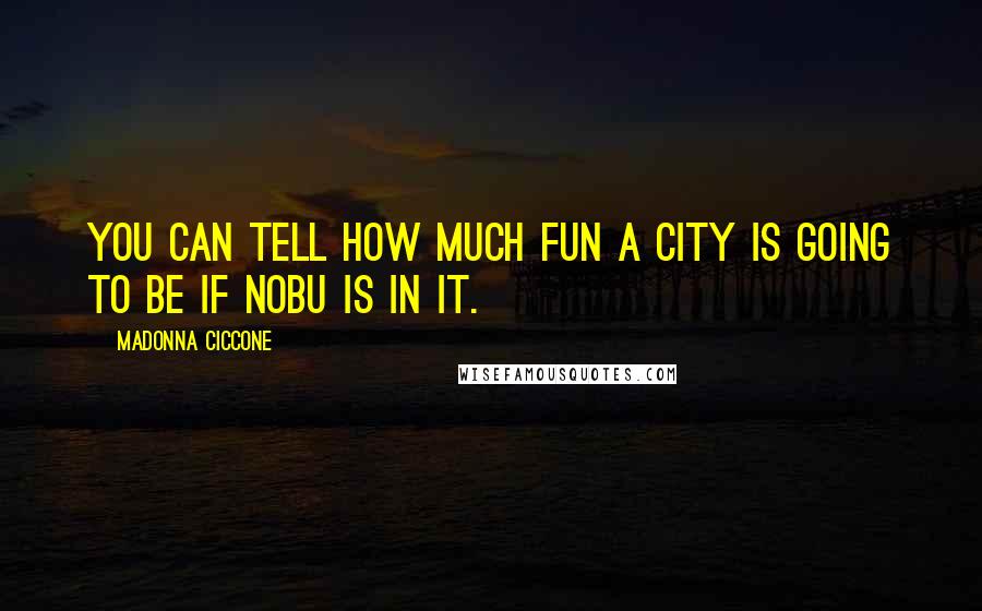 Madonna Ciccone Quotes: You can tell how much fun a city is going to be if Nobu is in it.