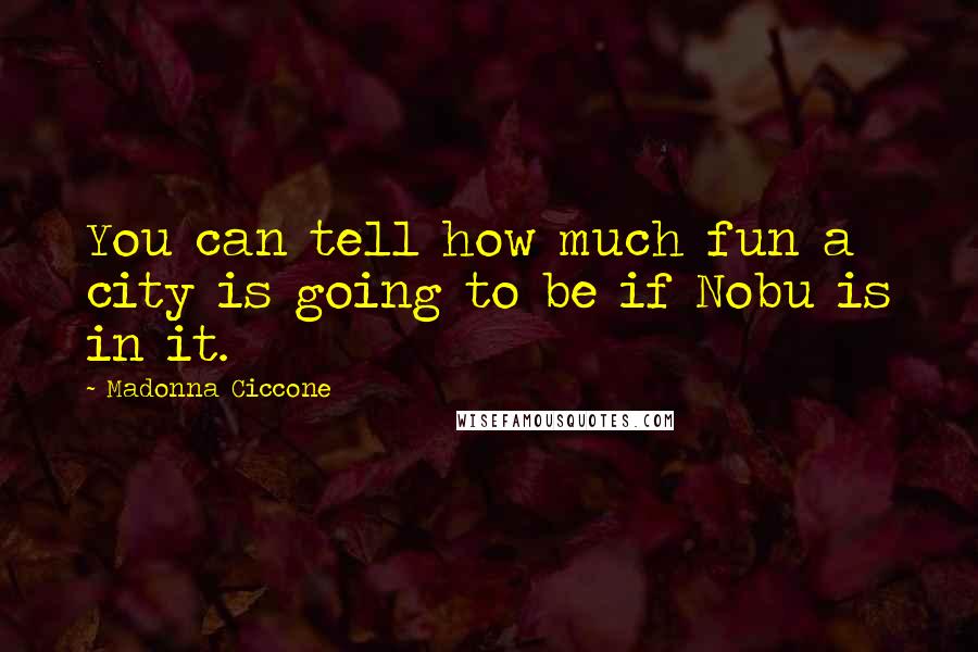 Madonna Ciccone Quotes: You can tell how much fun a city is going to be if Nobu is in it.