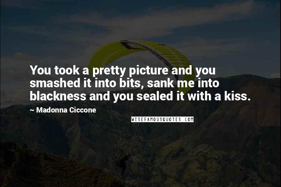 Madonna Ciccone Quotes: You took a pretty picture and you smashed it into bits, sank me into blackness and you sealed it with a kiss.