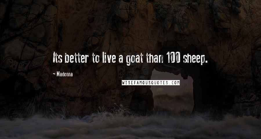 Madonna Quotes: Its better to live a goat than 100 sheep.