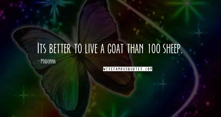 Madonna Quotes: Its better to live a goat than 100 sheep.