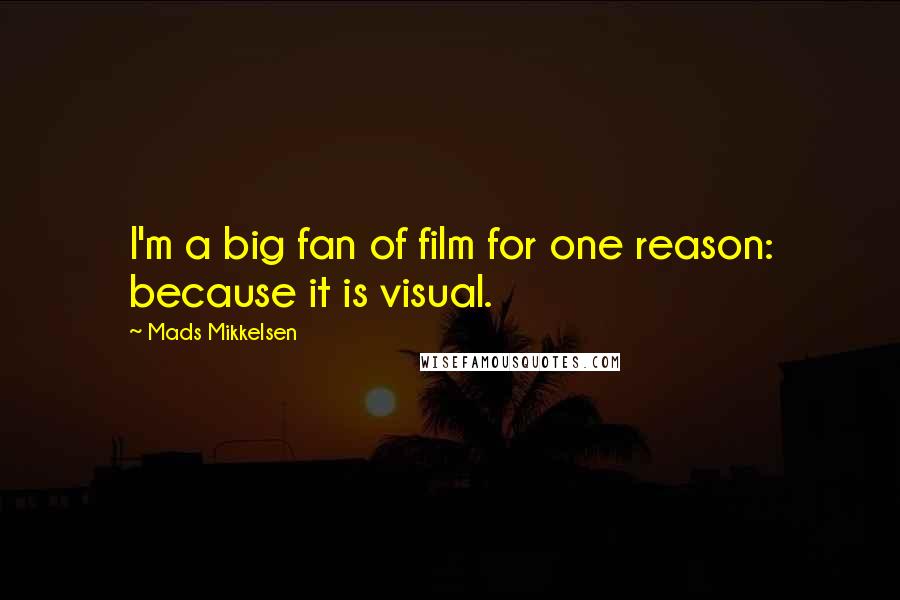 Mads Mikkelsen Quotes: I'm a big fan of film for one reason: because it is visual.