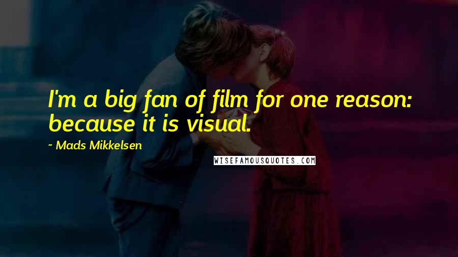 Mads Mikkelsen Quotes: I'm a big fan of film for one reason: because it is visual.