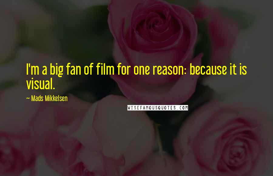 Mads Mikkelsen Quotes: I'm a big fan of film for one reason: because it is visual.