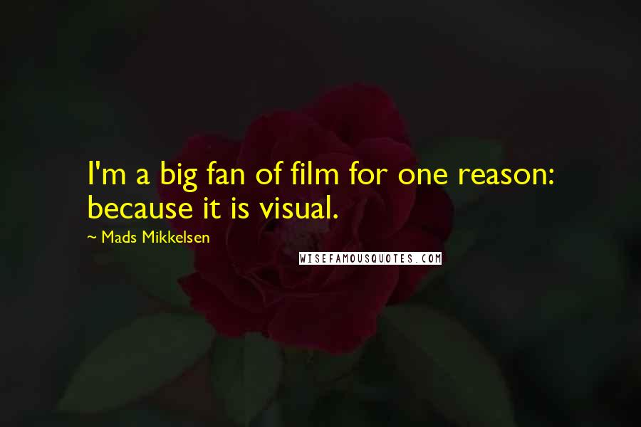Mads Mikkelsen Quotes: I'm a big fan of film for one reason: because it is visual.