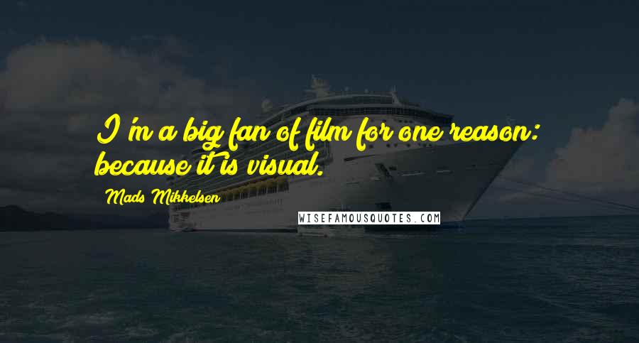 Mads Mikkelsen Quotes: I'm a big fan of film for one reason: because it is visual.