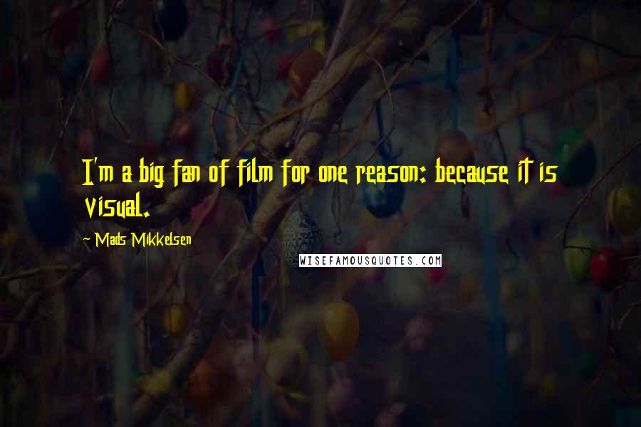 Mads Mikkelsen Quotes: I'm a big fan of film for one reason: because it is visual.