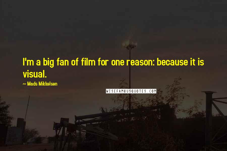 Mads Mikkelsen Quotes: I'm a big fan of film for one reason: because it is visual.