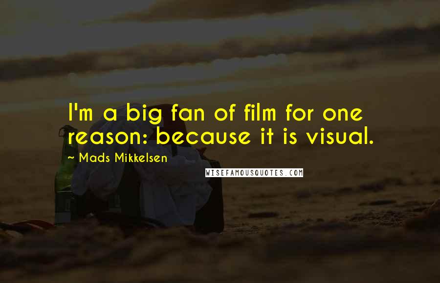 Mads Mikkelsen Quotes: I'm a big fan of film for one reason: because it is visual.