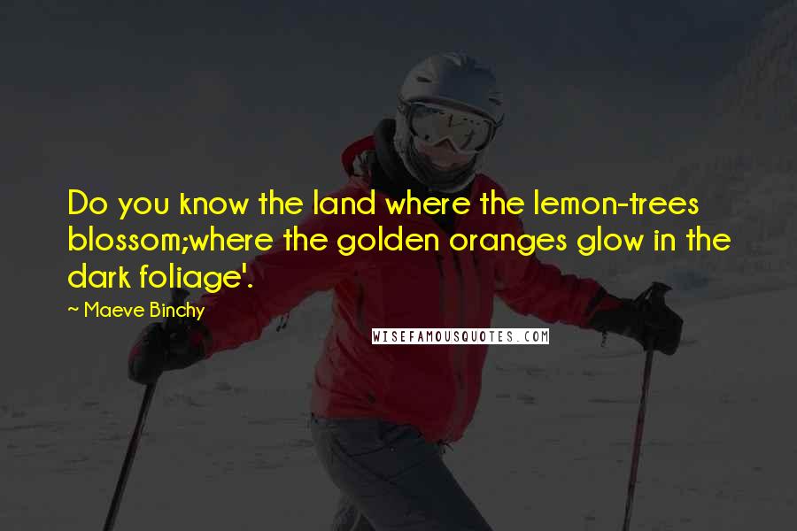 Maeve Binchy Quotes: Do you know the land where the lemon-trees blossom;where the golden oranges glow in the dark foliage'.