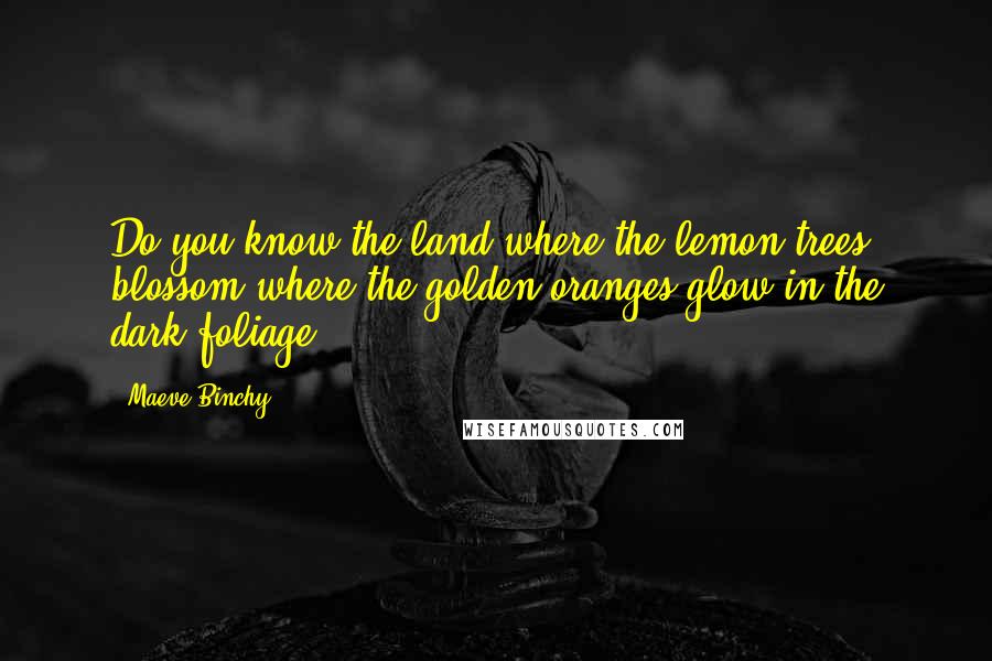 Maeve Binchy Quotes: Do you know the land where the lemon-trees blossom;where the golden oranges glow in the dark foliage'.