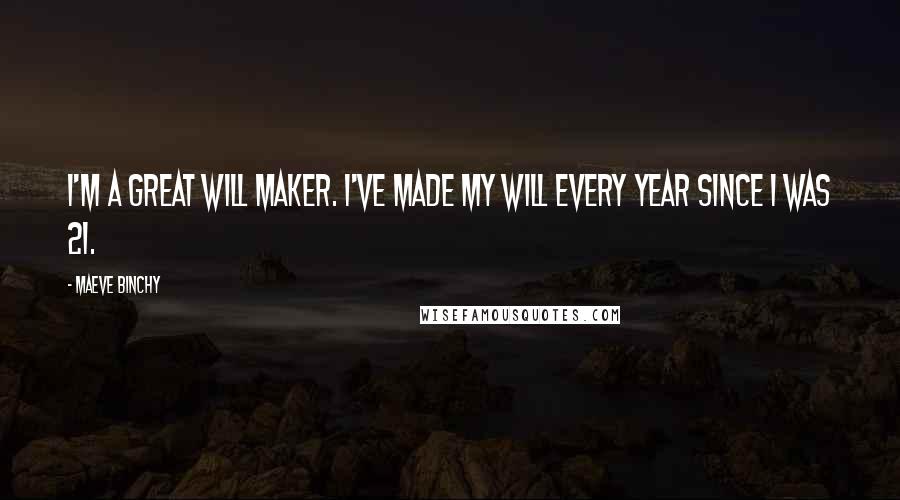 Maeve Binchy Quotes: I'm a great will maker. I've made my will every year since I was 21.