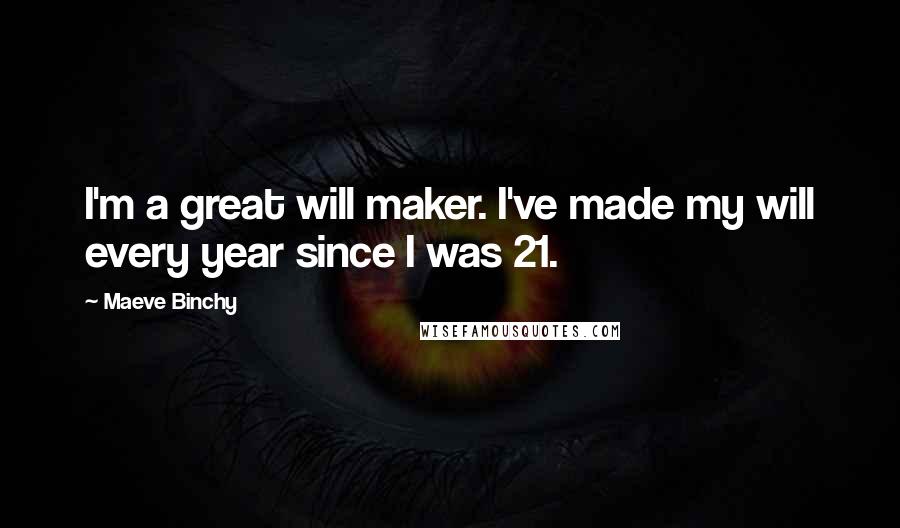 Maeve Binchy Quotes: I'm a great will maker. I've made my will every year since I was 21.